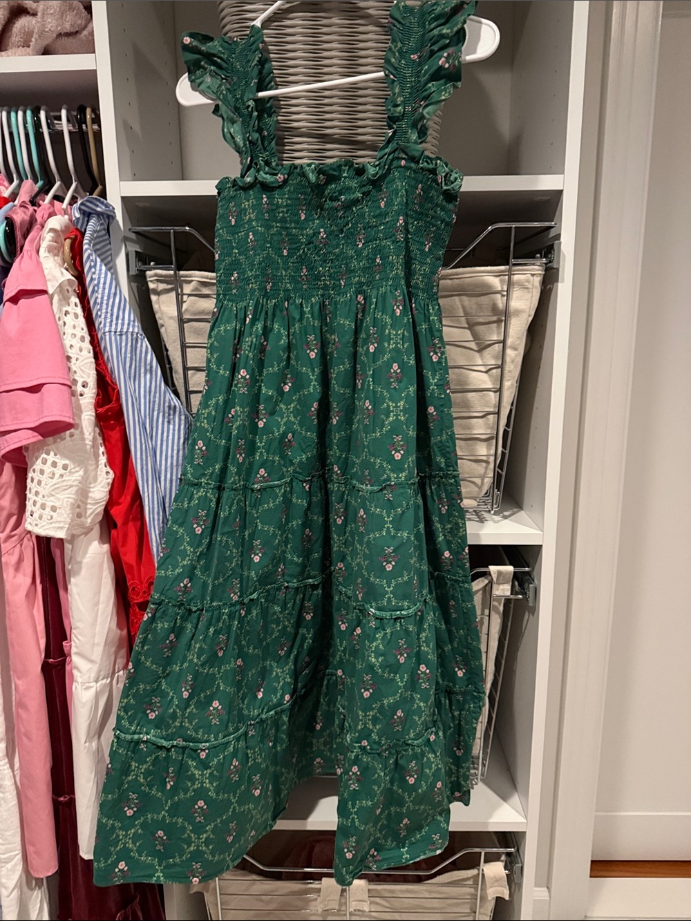 Hill House Kids Green Floral Smocked Sundress
